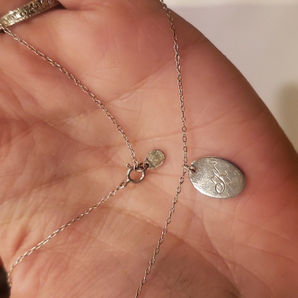 STERLING SILVER chain necklace K initial pendant - Picture 3 of 4